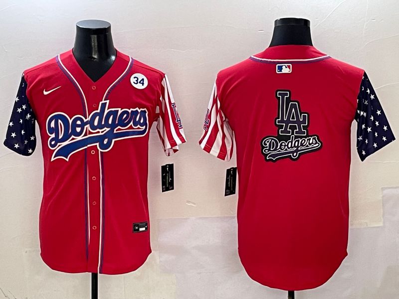 Men Los Angeles Dodgers Blank Red a generation of national flags Joint name 2025 Nike MLB Jersey style 30